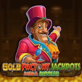 Gold Factory Jackpots Mega Moolah logo by Aurum Signature Studios Happyjokers Casino