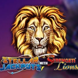 Official Jackpots logo: Stellar Jackpots with Serengeti Lions by Lightning Box Game at Happyjokers Casino